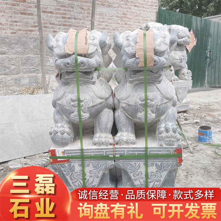 石雕动物 新中式庭院门前石狮子一对 石雕麒麟一对风景区石雕大象
