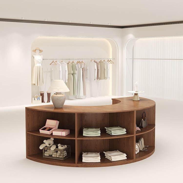 服装店中岛展示台半圆弧形陈列柜女装店展示柜饰品柜中岛柜展示台