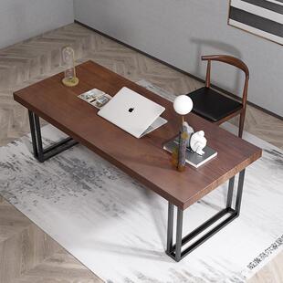 实木餐桌组合工业风复古长方形饭桌快餐饭店玄关桌子办公桌电脑桌
