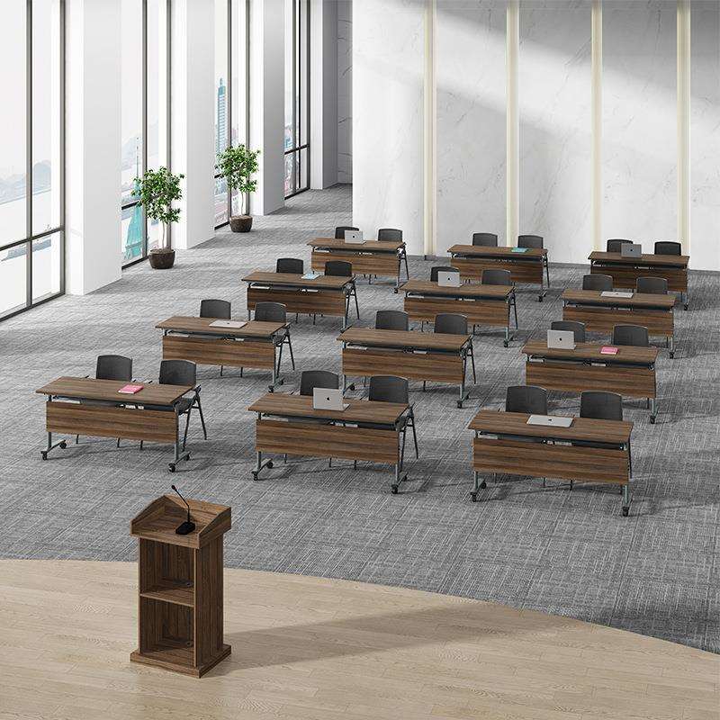 简约现代折叠培训桌自由组合条形会议桌翻板双人培训桌椅组合