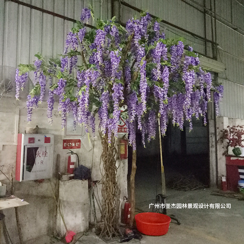 仿真紫色豆花树婚庆装饰花树室外阻燃园林造景仿真山藤造型假花树
