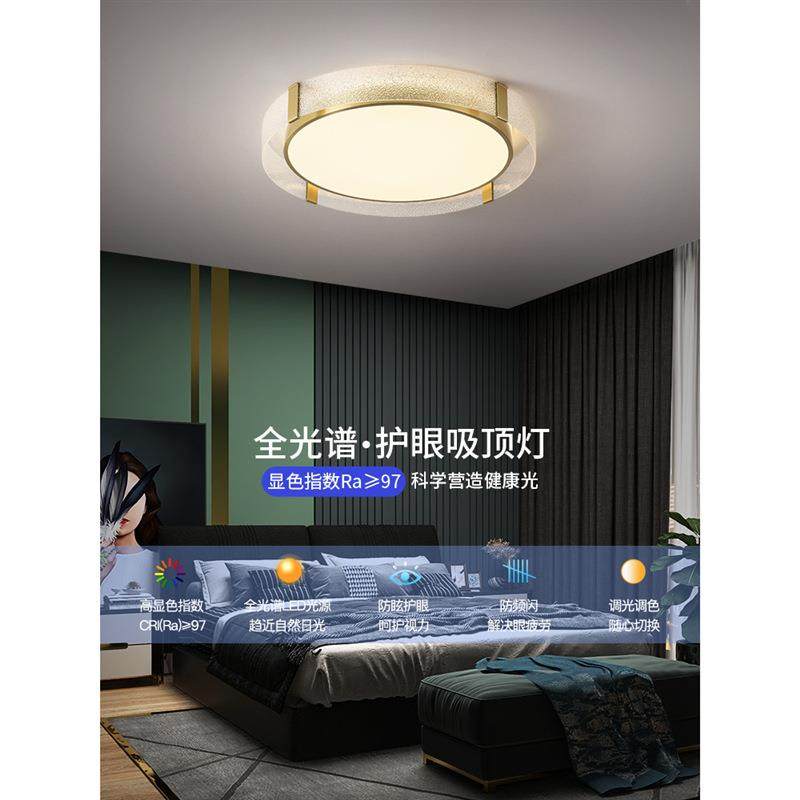 轻奢全铜卧室灯吸顶灯现代简约主客厅灯极简创意2024新款餐厅灯具