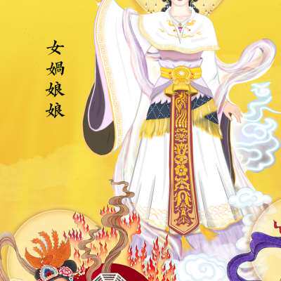 神灵画像 女娲九天玄女娘娘孙思邈文昌帝君月老神像 丝绸卷轴挂画