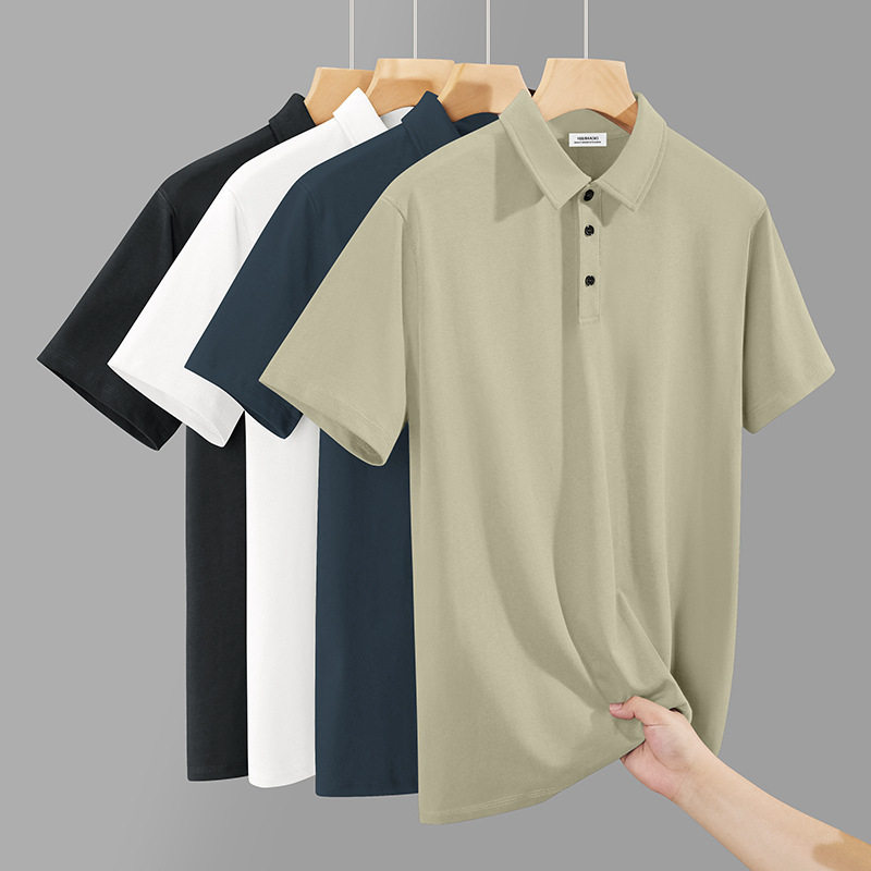 260G重磅纯棉POLO衫青年男士短袖t恤夏季新款长绒棉翻领半袖体恤