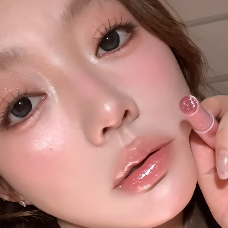 灰粉透银闪固体唇蜜按压口红笔