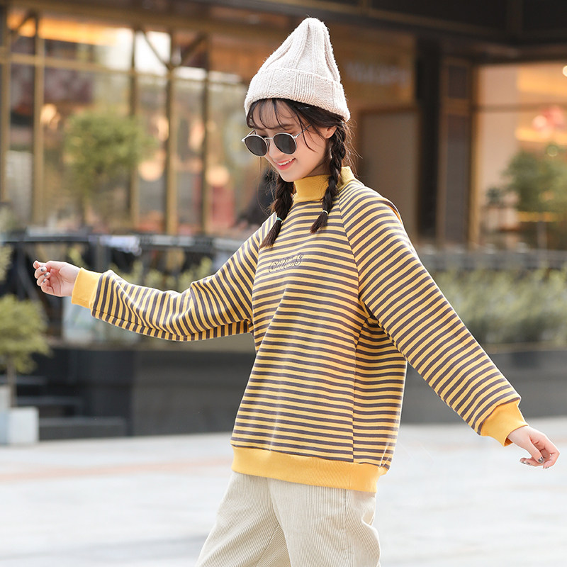 流星之恋少女冬装学院风初中学生韩版加厚加绒卫衣百搭高中生内搭