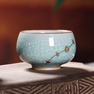 龙泉青瓷主人杯单杯女功夫茶杯个人杯冰花陶瓷手工冰裂纹品茗杯