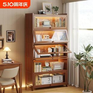 书架落地置物架书柜储物柜一体靠墙柜子家用多层带门防尘展示柜子