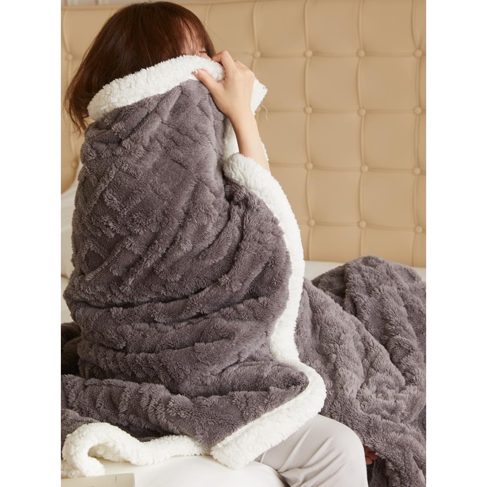 冬季加厚暖珊瑚羊绒毯法兰绒毯单小被子披肩毯春秋季毛毯