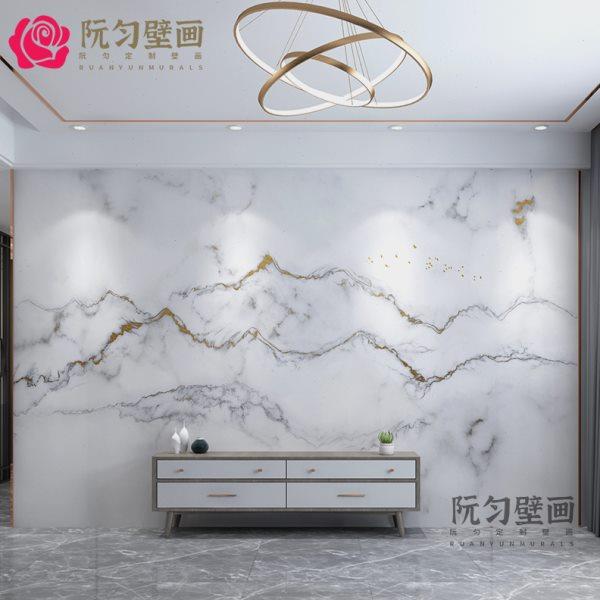 电视背景墙贴纸自粘整张2023新款仿大理石纹立体客厅墙面装饰壁布