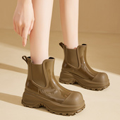 雨鞋 防水 厚底增高雨靴防滑水靴日系中筒成人胶鞋 女士时尚 外穿水鞋