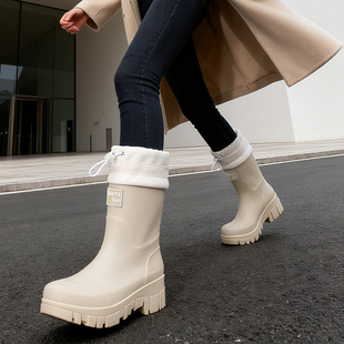 时尚雨鞋女款2026新款中筒雨靴户外防滑登山徒步厚底胶鞋成人水鞋