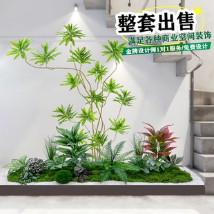 仿真绿植造景盆栽景观假树室内楼梯下角落装 橱窗植物仿真树 饰欧式
