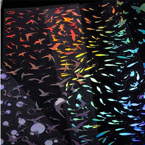 Retro Story贴纸 星辉系列镭射蝴蝶泡泡手账手机背卡造景谷美拼贴