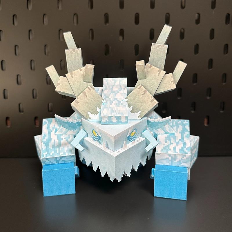 我的世界霜冻巨兽末影龙人苦力怕史蒂夫DIY手工纸模剪纸摆件人偶