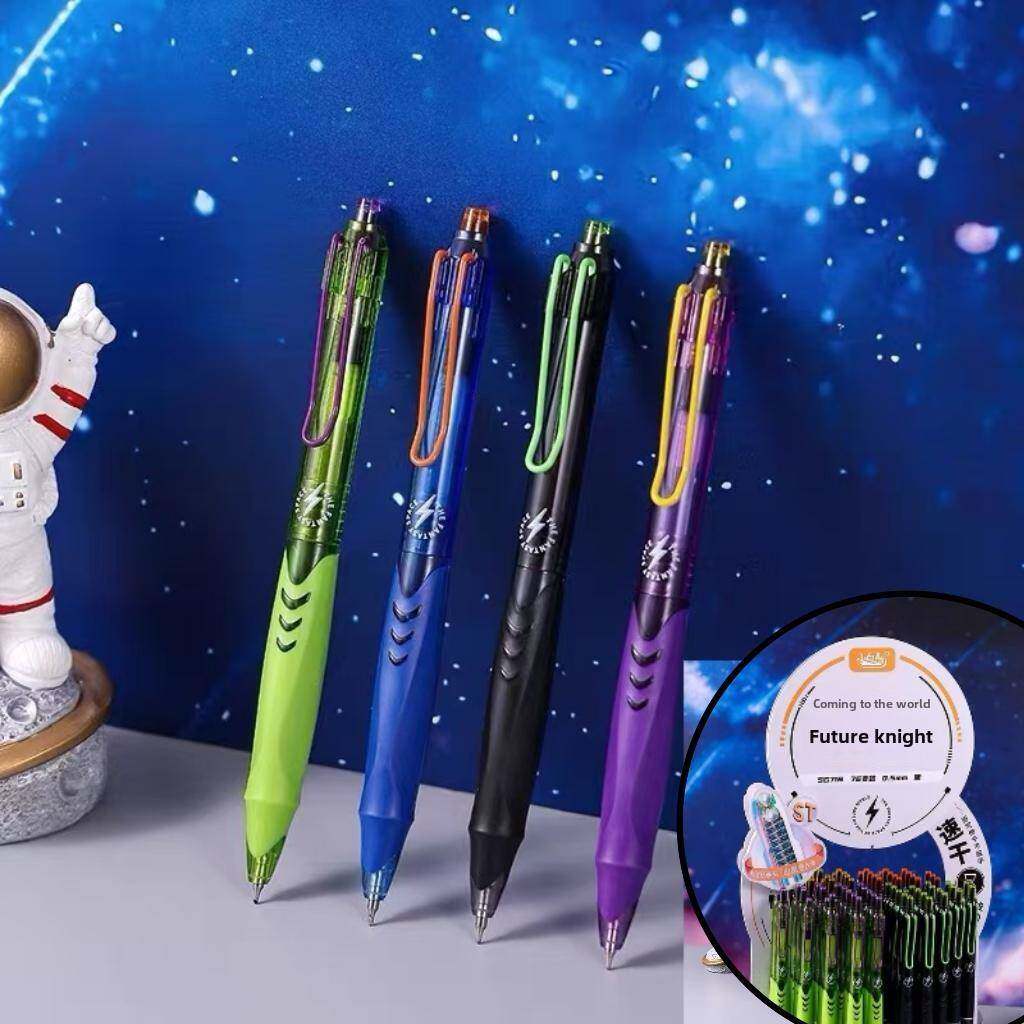 小白点未来骑士按动顺滑中性笔炫酷小学生速干双珠黑色水笔ST笔头