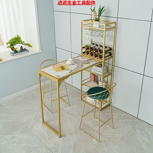 北欧折叠家庭家用吧台桌简约现代小户型岩板靠墙轻奢铁艺客厅落地