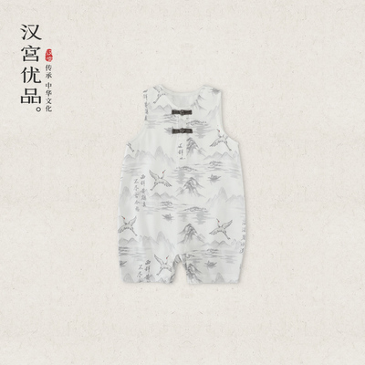 天竹棉纱布宝宝连体衣夏季薄款国风哈衣