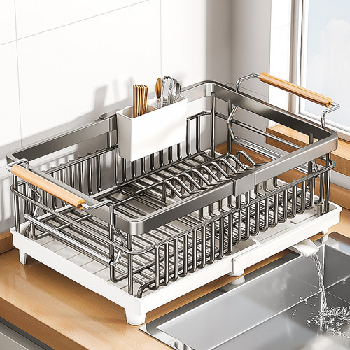 日本进口304不锈钢碗碟收纳架洗碗筷沥水篮厨房放碗盘置物架