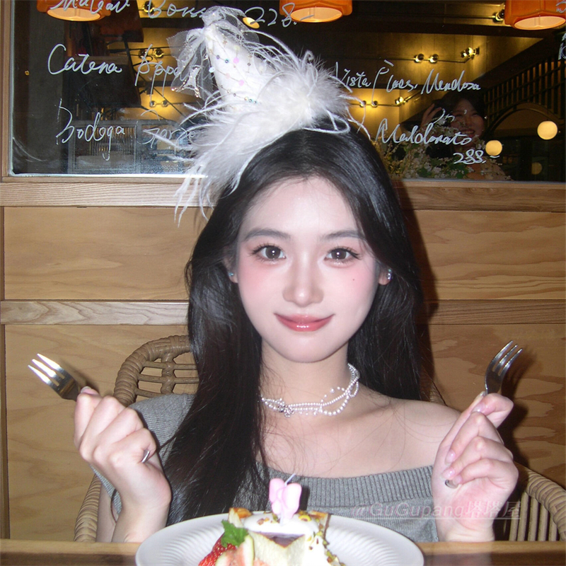 羽毛生日帽子发夹头饰