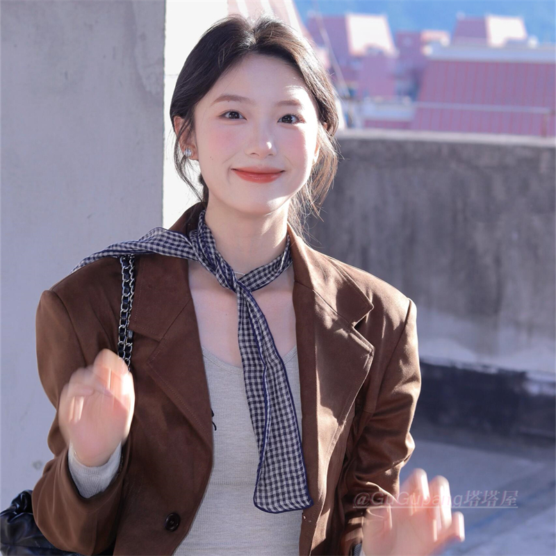 复古文艺条纹亚麻小丝巾