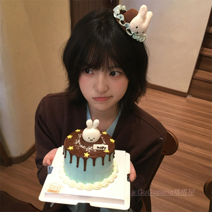 可爱米菲兔小礼帽发夹甜美少女心巧克力小蛋糕发卡Lolita侧边夹子