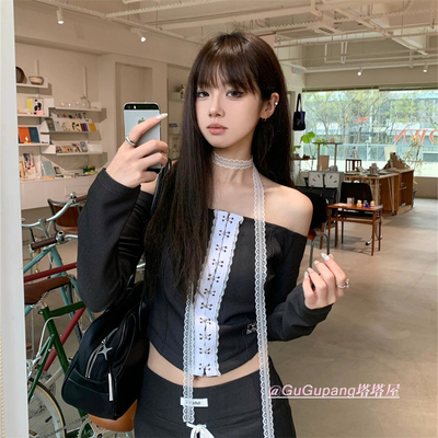 叠戴层次设计感蕾丝飘带项链