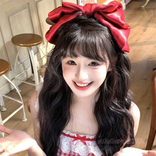 在逃公主红色大蝴蝶结顶夹甜美少女感高颅顶发夹氛围感圣诞节头饰