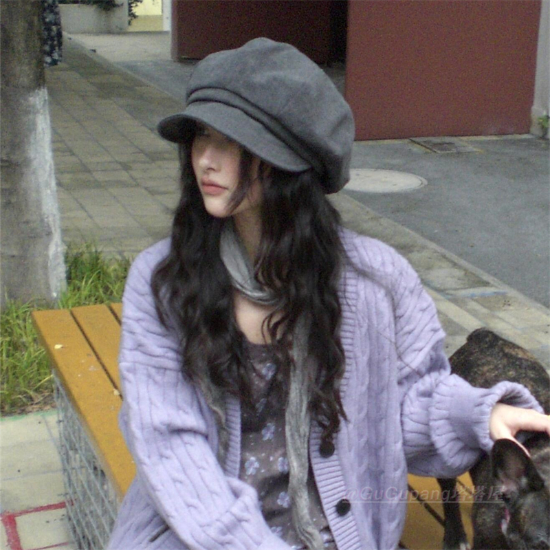 日系复古云朵贝雷帽女