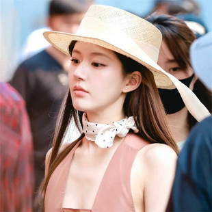 许我耀眼赵露思许妍同款白色波点丝巾系脖领巾高级感颈饰小方巾