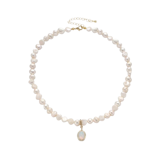 FDK法式猫眼石巴洛克天然淡水珍珠项链女轻奢小众2025年新款爆款