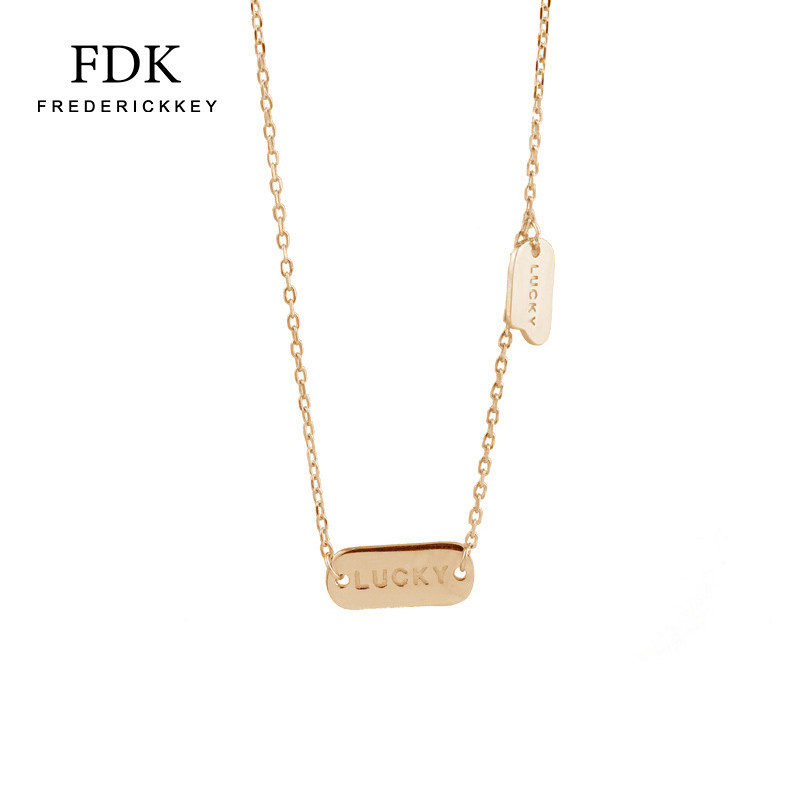 FDK谭松韵同款s925银项链lucky牌轻奢2022年新款七夕情人节送女友
