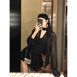 秋冬微胖mm法式 2024新款 纯欲性感辣妹连衣裙女设计感遮肚显瘦短裙