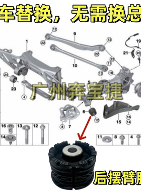 适用宝马F45 F46 F39 F60 U12 F54后摆臂胶套羊角胶套悬挂衬套