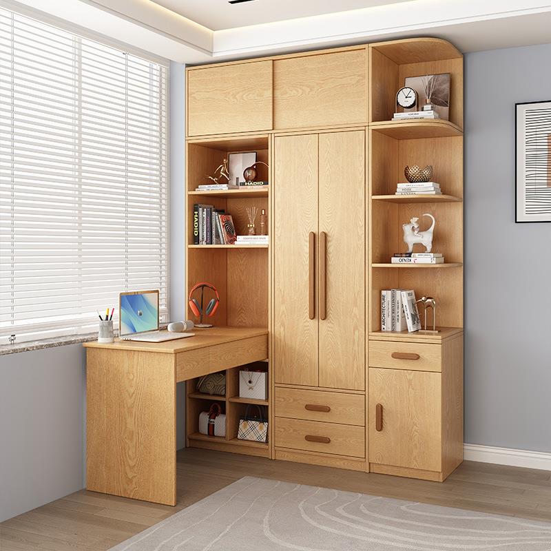 书桌带书架一体书房可伸缩学习桌子现代简约多功能组合电脑桌