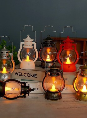 跨境复古手提式小马灯创意酒吧装饰摆件圣诞节礼物气氛场景布置灯