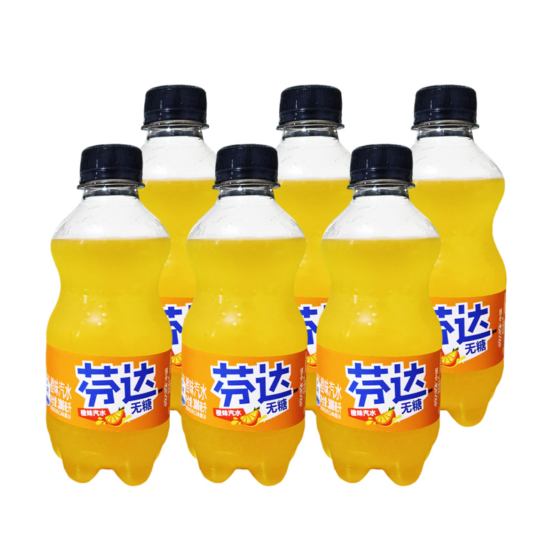 芬达零卡300ML*6瓶整箱无糖橙味汽水饮料0糖0卡0脂可口可乐饮品