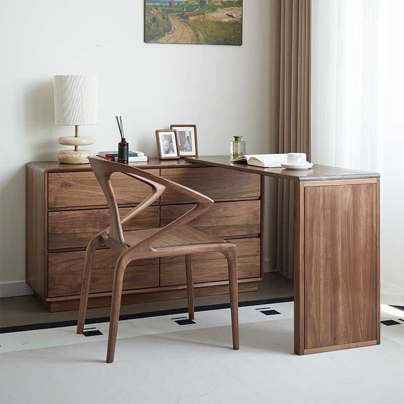 西提北美黑胡桃实木梳妆台卧室收纳柜一体化妆台简约化妆桌