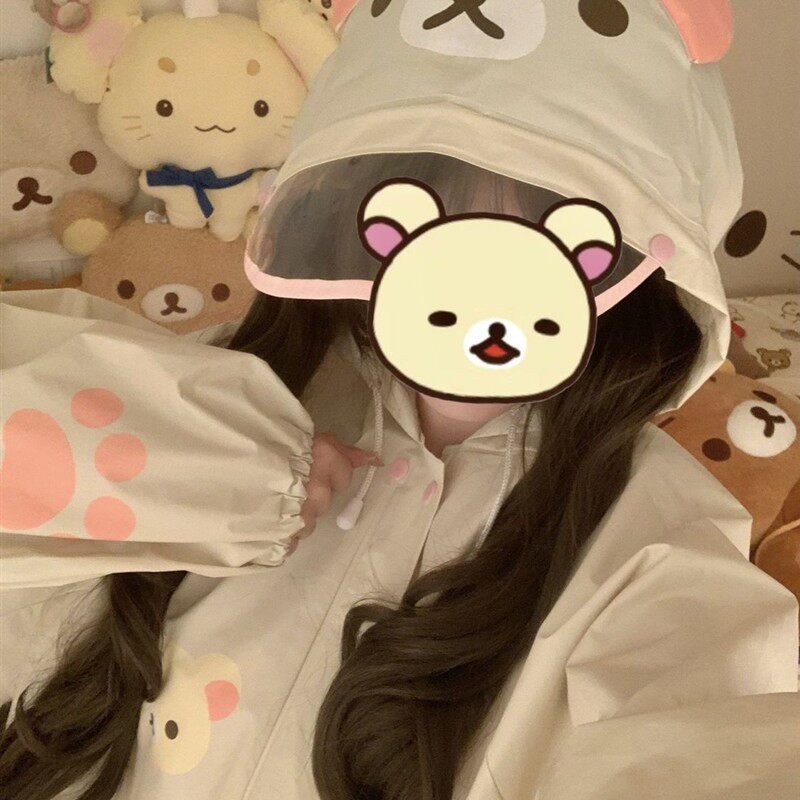 正版轻松熊防雨雨衣可爱卡通造型EVA防风雨披适合雨天日系古早