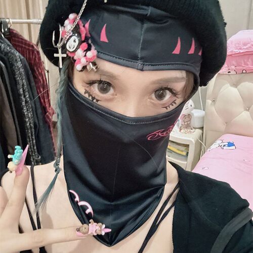 夏季冰丝y2k骑行防晒遮阳头套嘻哈drill风拍照面罩
