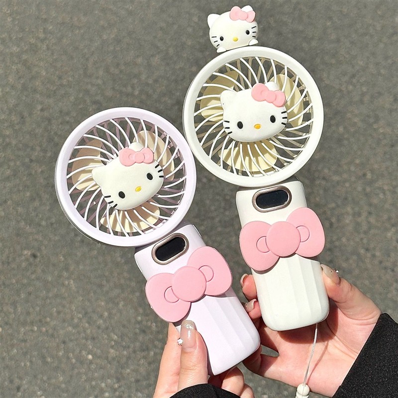 helloKitty手持小风扇学生党便携式上课桌面usb充电风扇手机支架