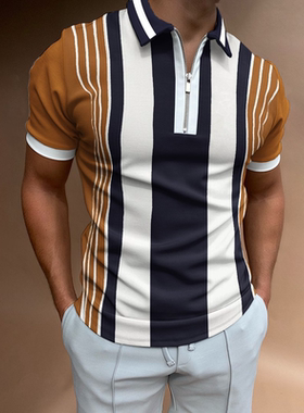 Loose 3D printed zippered short sleeves   宽松3D印花拉链短袖