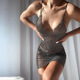 woman Sexy 性感闪钻网格吊带连衣裙女 sling dress diamond mesh
