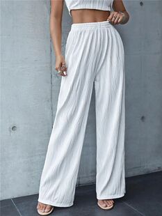 Casual high waisted corrugated wide leg pants 高腰波纹阔腿裤