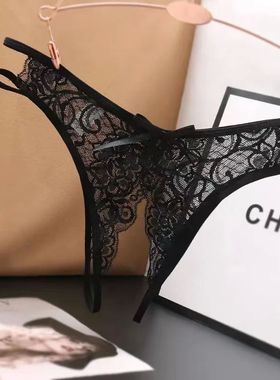 Lace crotch low waisted thong for women 蕾丝开裆低腰丁字裤女