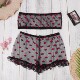 mesh printed underwear Perspective set透视网纱印花内衣套装 女