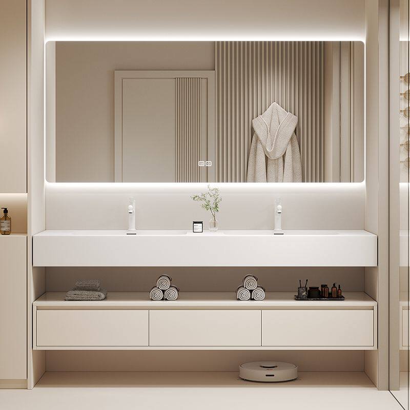 现代简约可丽耐一体盆双盆浴室柜组合卫生间洗漱台洗手洗脸台盆柜