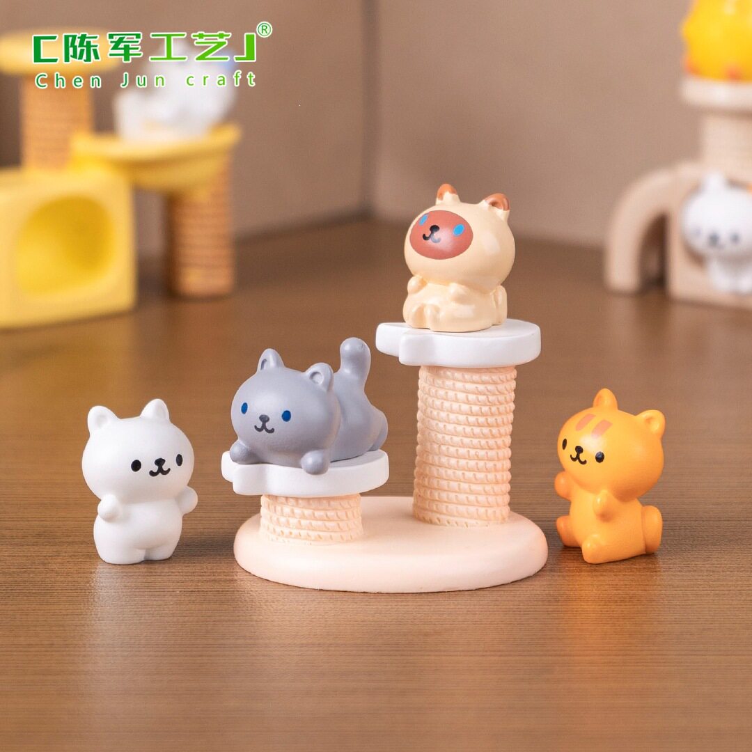 薄利多销创意可爱猫爬架小猫萌粒娃娃屋装饰品挂配件微景观树脂小