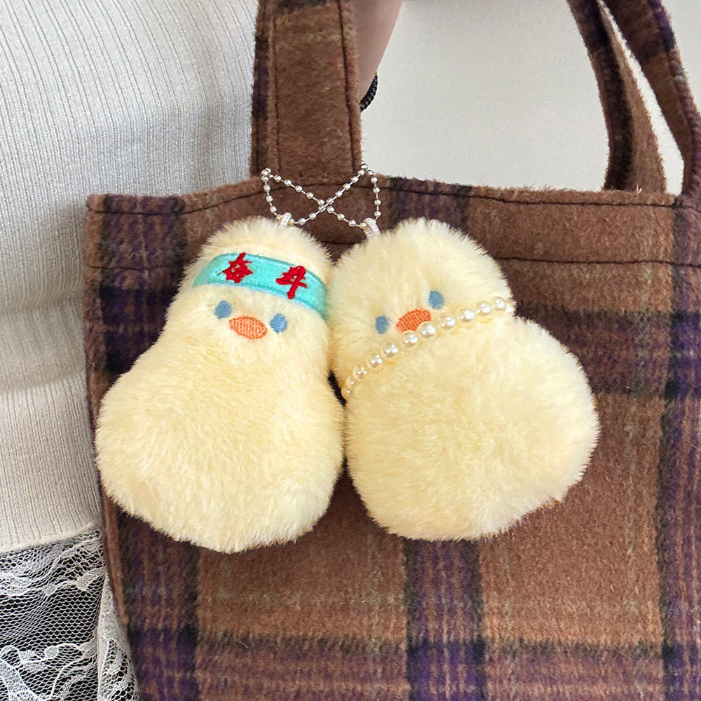 校园礼品可爱加油鸭毛绒挂件学生开学季书包装饰配件解压吱吱叫公