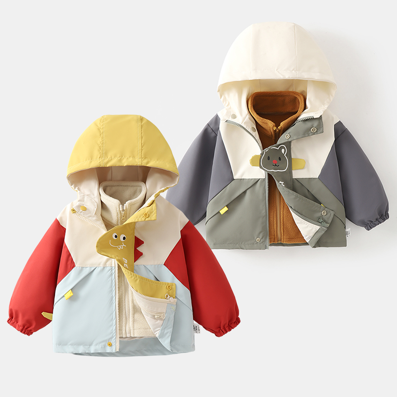 男童户外防水外套婴儿秋装衣服儿童女宝宝春秋款连帽冲锋上衣童装